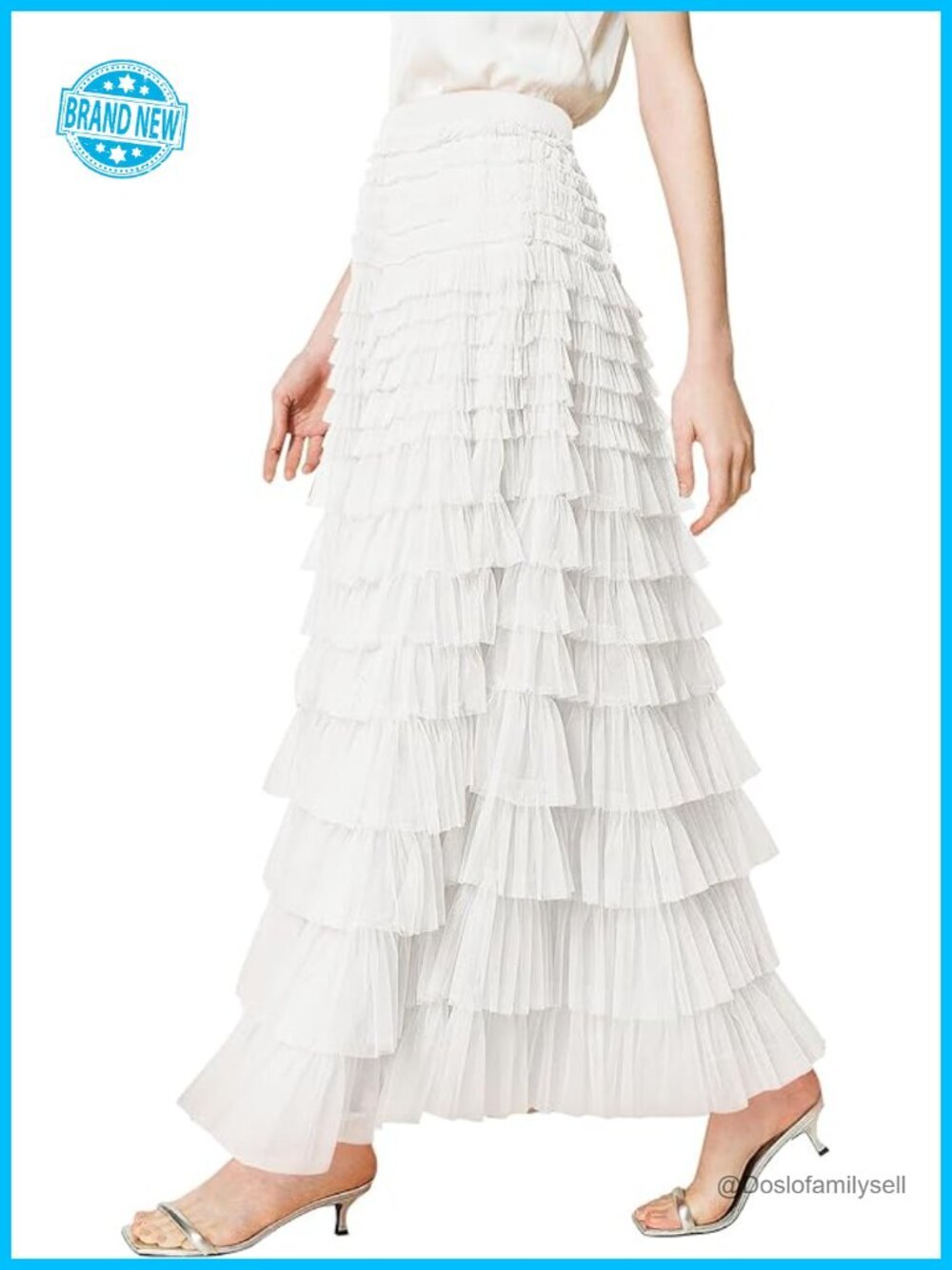 Tulle Maxi Skirt High Waist A-Line Flowy Elegant Party Wedding Guest Casual